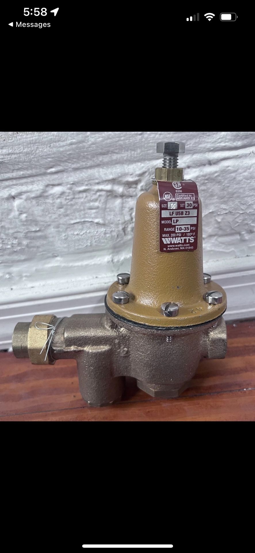 WATTS 1/2 LFU5B-LP-Z3 Water Pressure Reducing Valve 1/2" Pipe Size Copper