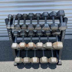 5-50lb Dumbbell Set With Rack