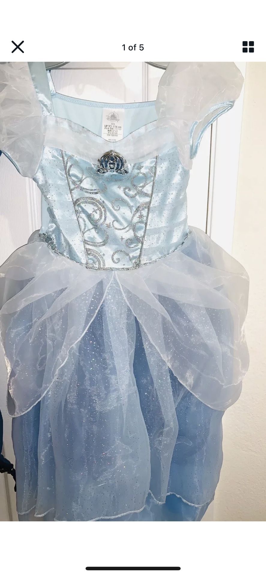 Disney Store Cinderella Dress Size 5/6 New