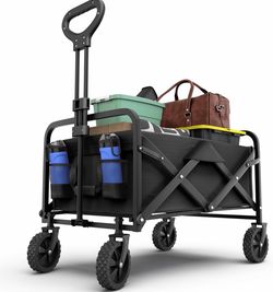 Foldable Heavy Duty Collapsible Swivel Wagon Cart - Perfect for Garden & Beach