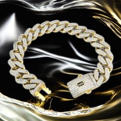 14kt 29.20g Yellow Gold with Ice CZ’s Bracelet.