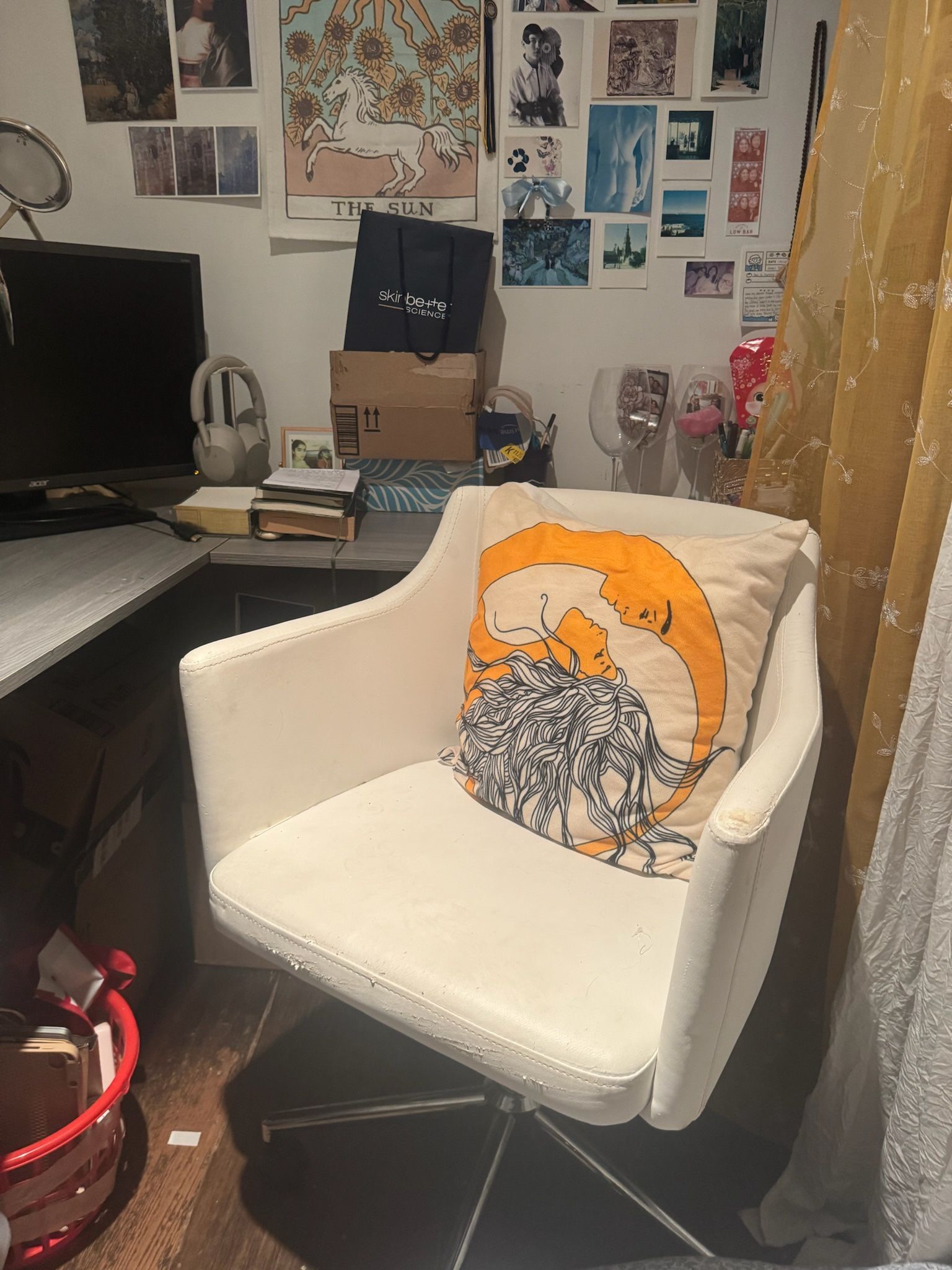 Ashley White Leather Office Chair 
