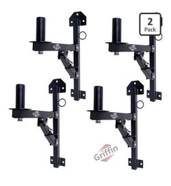 Griffin Wall Mount Brackets for PA Speakers (All-SteelPRO Edition) 2-Pack Securing Locking Pin 3 Horizontal Level Tilt Adjustments DJ On Stage Studio