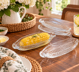 Vintage Clear Glass Corn on the Cob Dishes - Set of 4