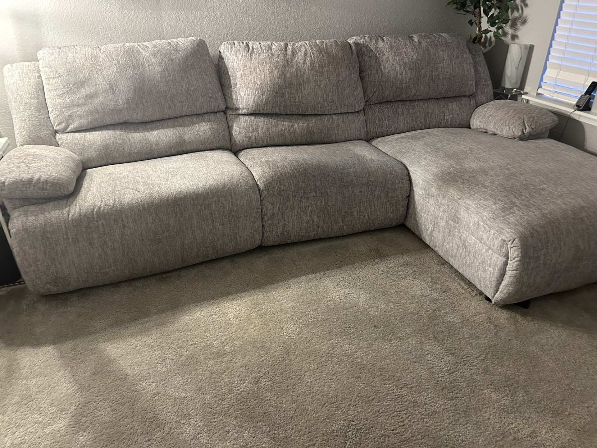Gray Sofa (Couch) Manual Recliner