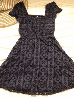 Embroidered Ruffle Dress, Blue with corset detail, Size XS, $30