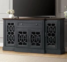 Bayside Furnishings Juniper Grey Sideboard Tip restraint kit included Solid metal hardware Cable management wheels & cord management