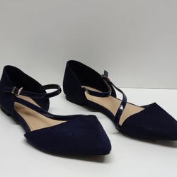 New Kelly and Katie Dark Blue Small heel/ Flats Cross Strap Shoes Womens size 7.5   Flats