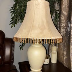 LARGE Vintage Table Lamp with Beaded Lampshade And 3 Light Settings