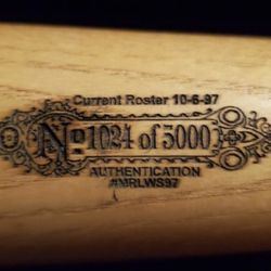 FLORIDA MARLINS 1997 WORLD SERIES SIGNATURE BASEBALL BAT #1024 OF 5000 CURRENT ROSTER 10/4/97 IN PROTECTIVE SHOW CASE LASER ENGRAVED 