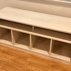 White Real Wood TV Stand , Drawer , Organizer 