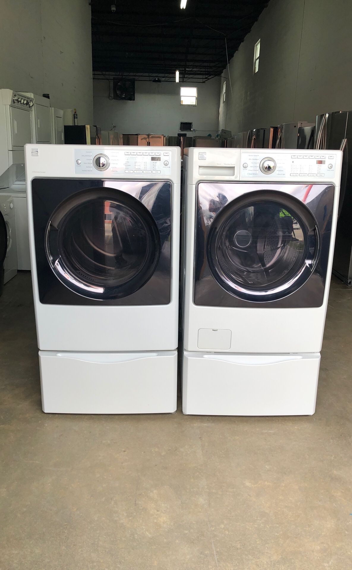 KENMORE WASHER AND DRYER WITH PEDESTAL (3 MONTHS WARRANTY)