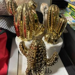 Gold cactus decor