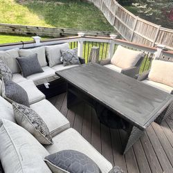 Outdoor Sectional with Table & Lounge Chair Sandpiper Collection by Belfort Select