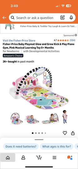 Fisher-Price deluxe kick and play piano gym and maracas with pink base