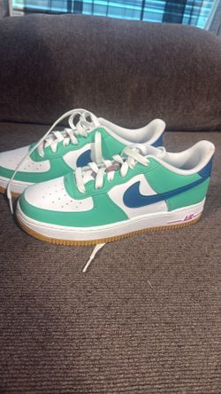 Air forces,  color aqua mint green, white, blue bottom  peanut butter