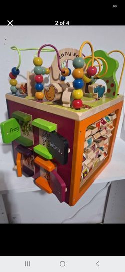 Wooden  activity cube alphabet learning toddler toy
