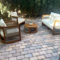 4 Piece Patio Set - Acadia Wood Teak 