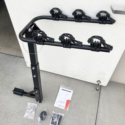 $65 (New in box) Tilt Folding 3-Bike Mount Rack Bicycle Carrier 2” Hitch 110lbs Max w/ No-Wooble U Bolt & Straps 