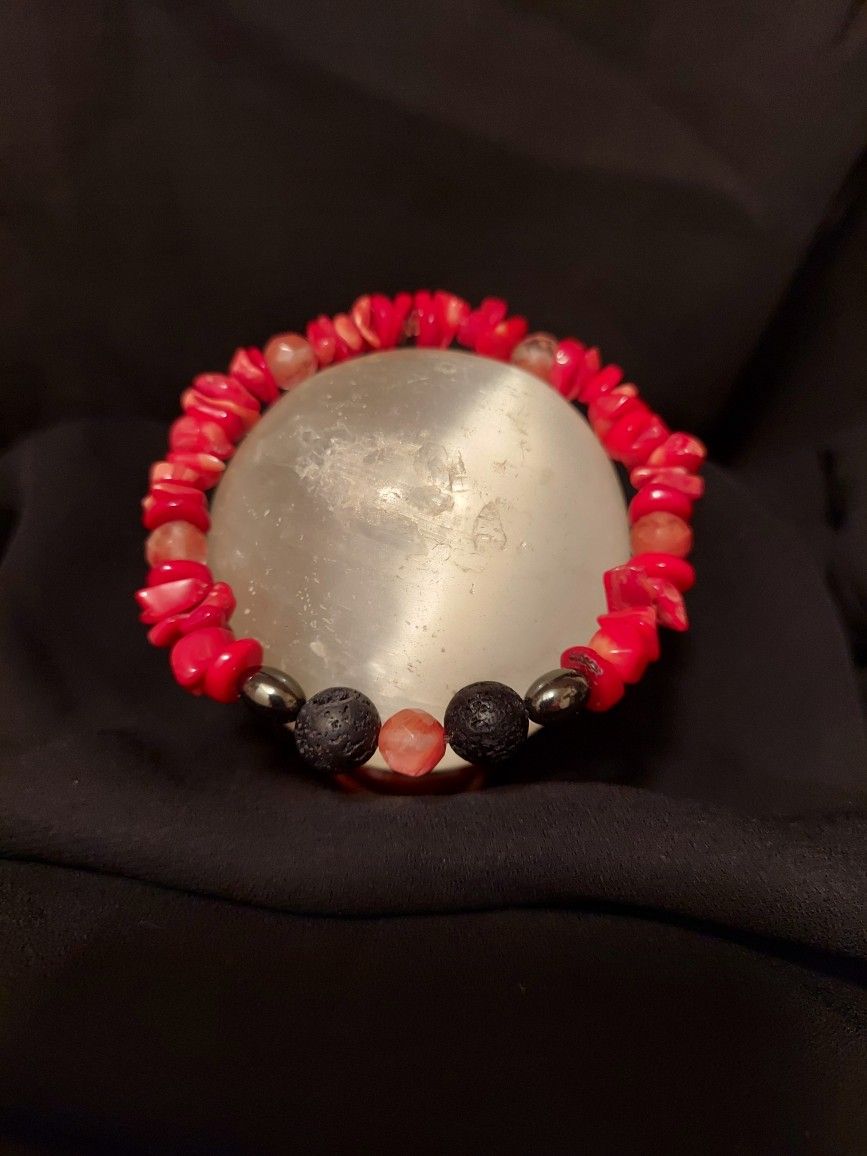 Fire Agate And BLACKlava Healing Bracelet