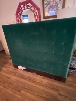 Upholstered headboard teal velvet queen