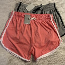 2 Brand New Womens Juniors XL XLarge Essential Elements Active Wear Running Sports Drawstring Shorts