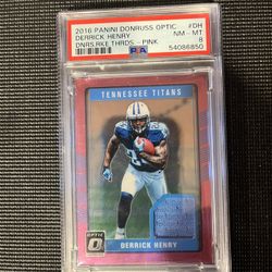 2016 Panini Donruss Optic Derrick Henry Rookie Threads – Pink Parallel | PSA 8 (NM-MT)