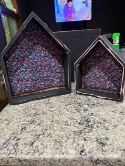 House-Shaped Wood Shadow Box Set of 2