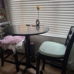 Table And Dining Chairs Black Wood