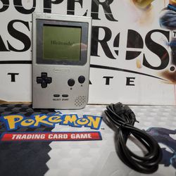 Gameboy Pocket Nintendo Video Game console Silver VTG MGB-001 With Link Cable 🎮