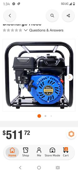 Water Pump Gas Powered  7 HP 2"1/2 Suction and Discharge