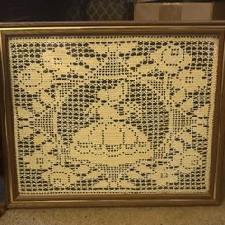 Framed Fillet Crochet Wall Decor