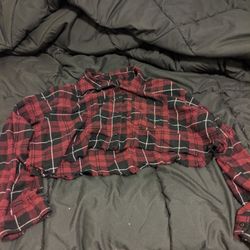 Plaid Button-up Crop Top