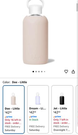 Gently Used bkr - Little Smooth - Reusable Glass Water Bottle - 16oz - Fits in Cup Holder - Leakproof, Travel Friendly - BPA Free, Dishwasher Safe - R