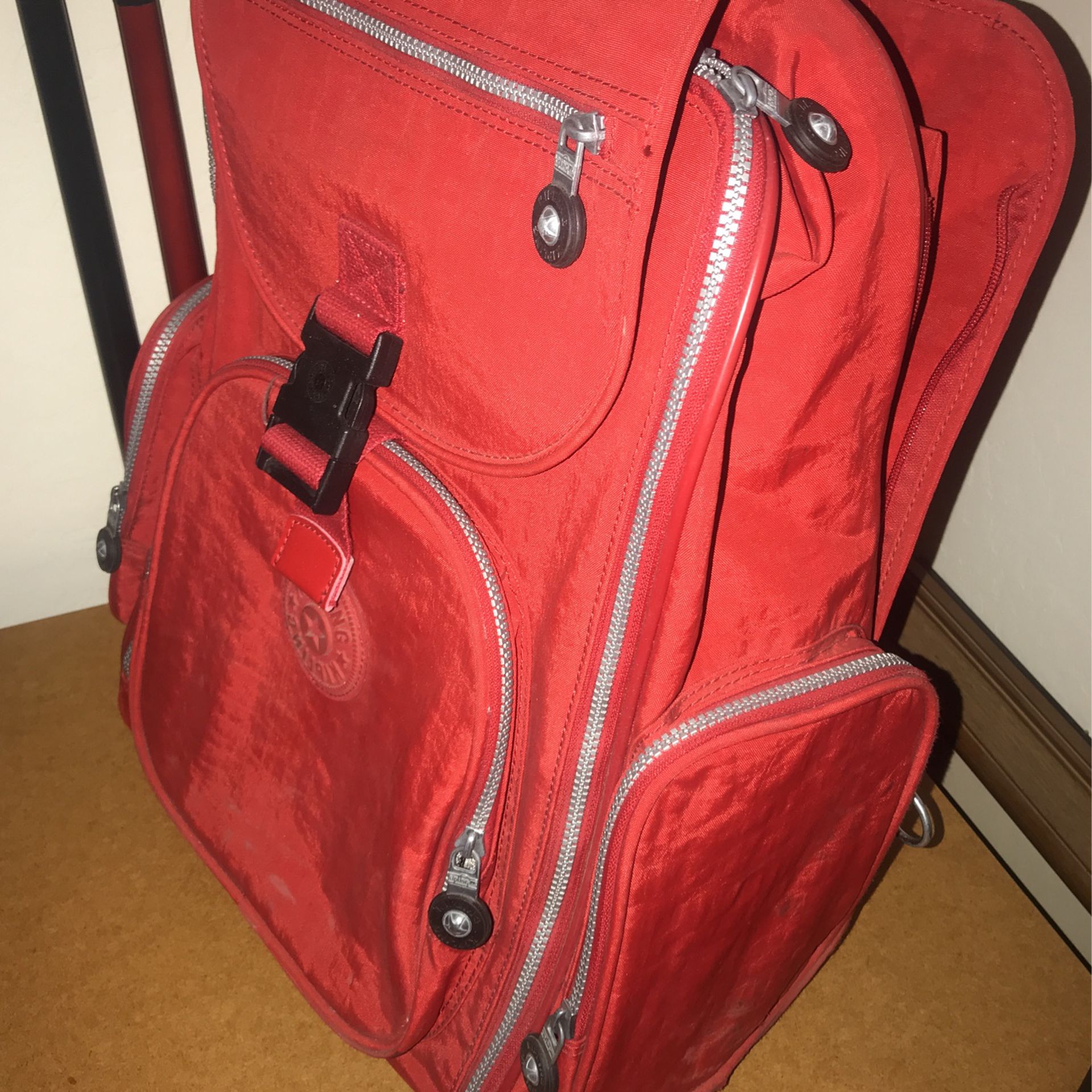 Kipling Rolling Backpack Red