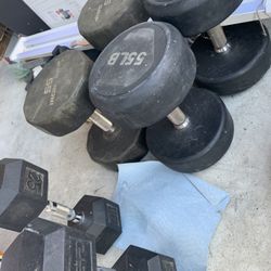   Very Nice Looking Dumbbells Pairs Of 55s And 25s. $1 a lb  Pair of 55s=$110 Pair of 25s= $50