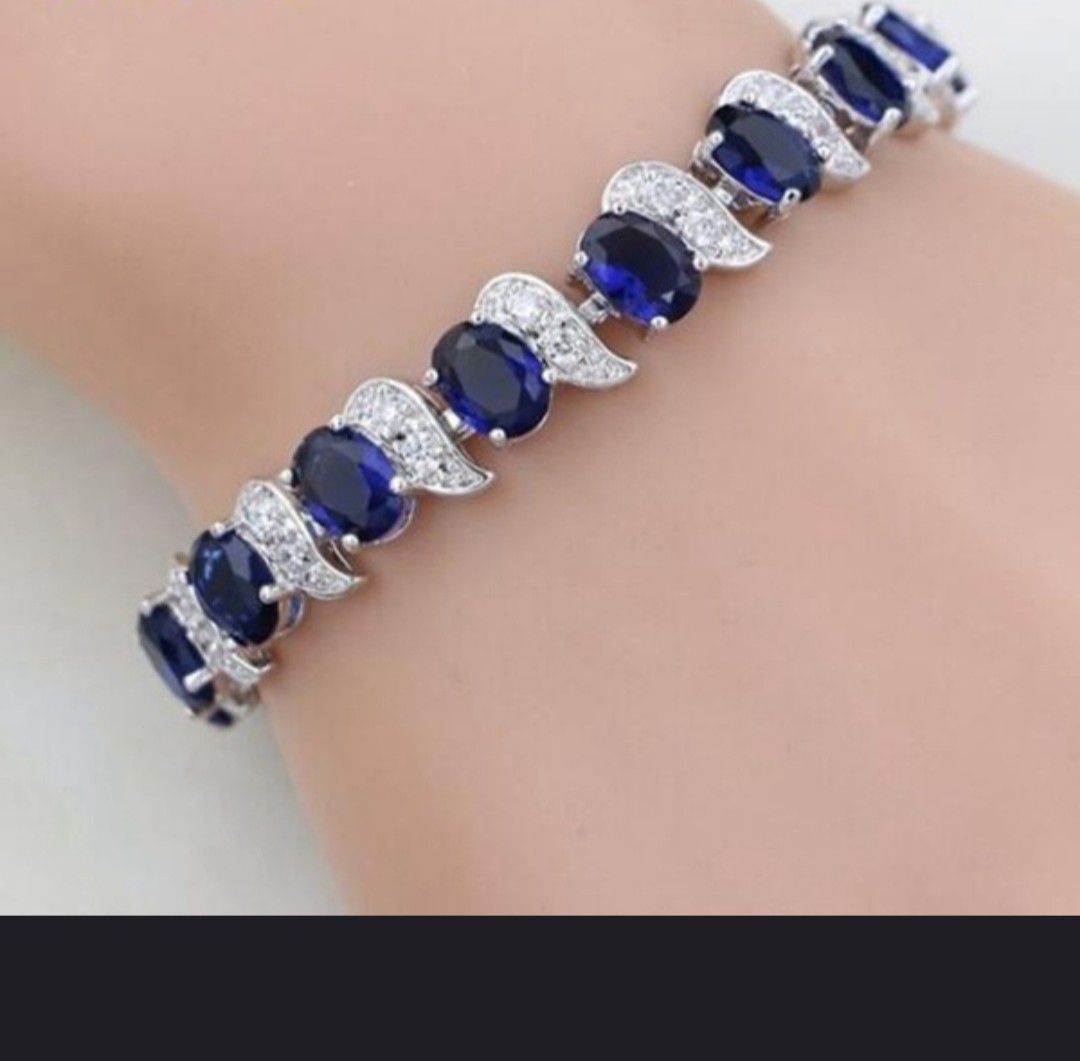 Silver CZ and Sapphire Bracelet