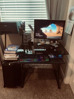 Black Medal Glass Desk