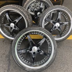 OBO Zenetti 20” Black & Chrome Rims With Tires