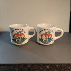 Vintage New York City The Big Apple Ceramic Coffee Mugs 