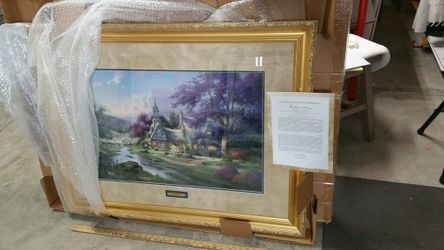 Thomas kinkade Framed Clock tower Cottage NEW