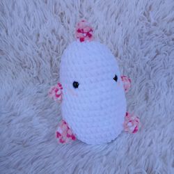 Crochet White & Multicolor Chonky Dino Medium Plushie