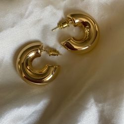 Chunky Hoops Gold Plated Earrings 