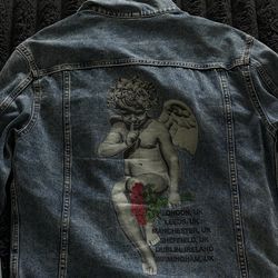 Custom Angel Graphic Denim Jacket – Streetwear Drip (Young Thug Inspired