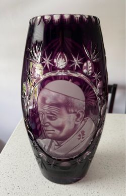 Purple Cut Crystal Vase Pope John Paul II