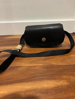 Michael Kors black smooth leather flap belt bag