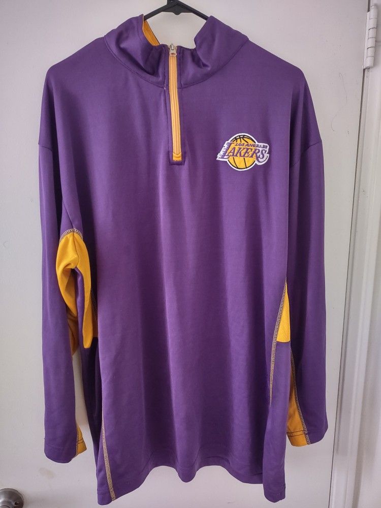 Los Angeles LA Lakers NBA Long Sleeve Warm Up Jacket Purple Yellow Size XLT