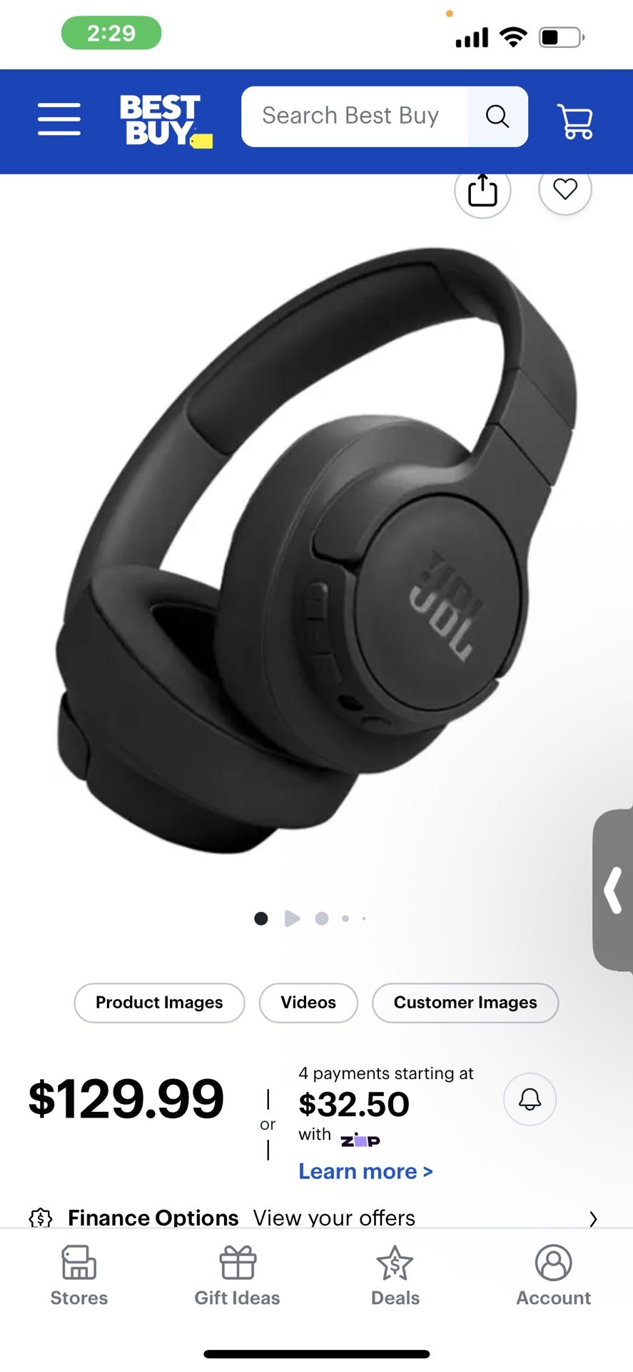 JBL - Tune 770NC Adaptive Noise Cancelling Wireless Over-Ear Headphone - Black
