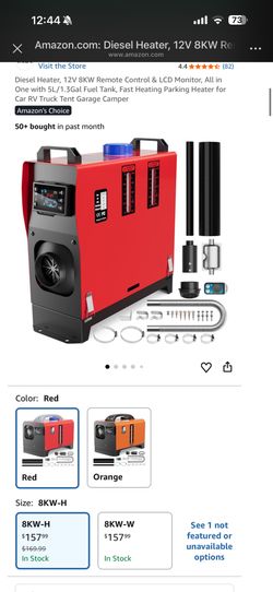 Diesel Heater, 12V 8KW Remote Control & LCD Monitor, All in One with 5L/1.3Gal Fuel Tank, Fast Heating Parking Heater for Car RV Truck Tent Garage Cam