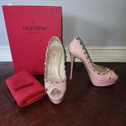 Pink Valentino Rockstud Heels